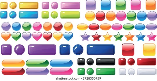 Colorido Botones de Sitio web Big Set para el juego UI y Elementos de Diseño web Vector