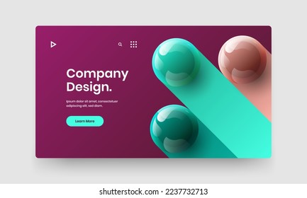 Diseño de sitios web colorido, diseño vectorial. Vigorosa plantilla de banner web de esferas 3D.
