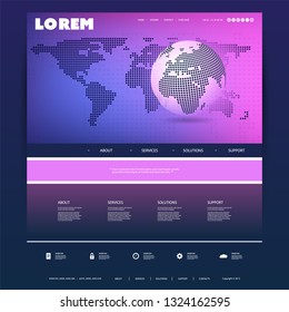 Colorful Website Design for Your Business with Earth Globe and World Map