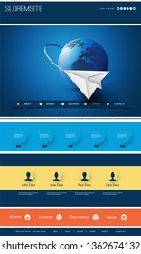 Colorful Website Design for Your Business with Earth Globe and Paper Airplane 