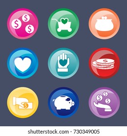 Colorful website donate buttons design vector illustration glossy graphic label internet confirm template