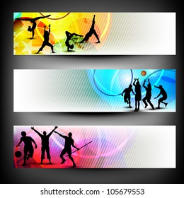 Colorful Website Header Or Banner Set. Sports Concept. EPS 10.