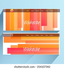 Colorful website header or banner set with menu navigation bar for your business.