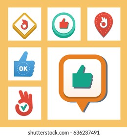 Colorful website ok buttons design vector illustration glossy graphic label internet confirm template