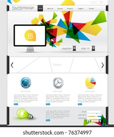 Colorful Website Template with clean design, detailed icons and content slider