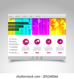 Colorful website template with clean modern design and gallery slider 