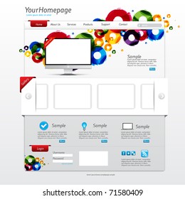 Colorful website template with clean modern design and gallery slider