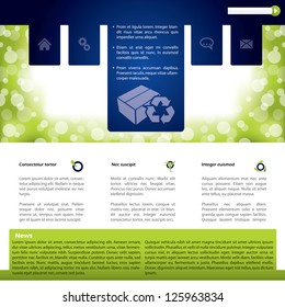 Colorful website template design with products and abstract background