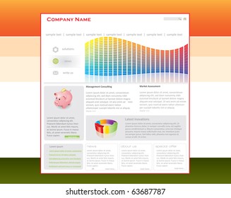 Colorful website template in editable vector format