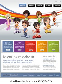 Colorful website Template with kids