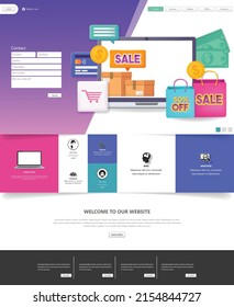 Plantilla de sitio web colorida con elementos de Webshop.