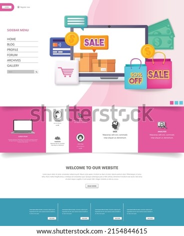 Colorful Website Template with Webshop elements.