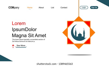 Colorful Website template for websites or apps. Ramadan theme edition. Eid mubarak. Islamic pattern
