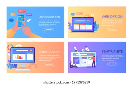 Colorful website templets design set illustration