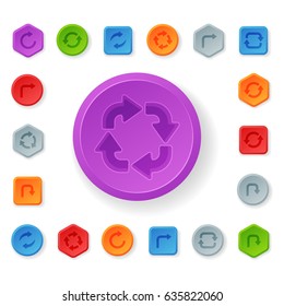 Colorful website turn buttons design, vector illustration glossy graphic label template banner.