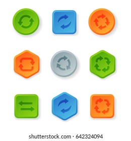 Colorful website turn buttons design vector illustration glossy graphic label template banner.