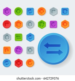 Colorful website turn buttons design vector illustration glossy graphic label template banner.