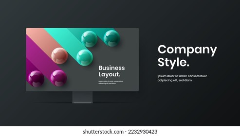 Colorful website vector design concept. Minimalistic computer display mockup banner illustration.