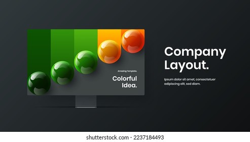Colorful website vector design template. Abstract monitor mockup presentation illustration.