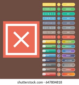 Colorful website web buttons design vector illustration glossy graphic label internet confirm template
