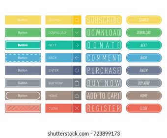 Colorful website web buttons design vector illustration glossy graphic label internet confirm template