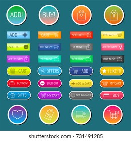 Colorful website web e-shop buttons design vector illustration glossy graphic label internet confirm template