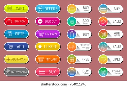 Colorful website web e-shop buttons design vector illustration glossy graphic label internet confirm template