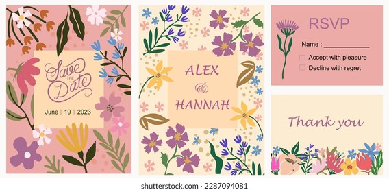 Colorful Wedding Invitation Save the Date template