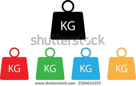 Colorful weight icon set in different colors . Kilogram weight icon vector