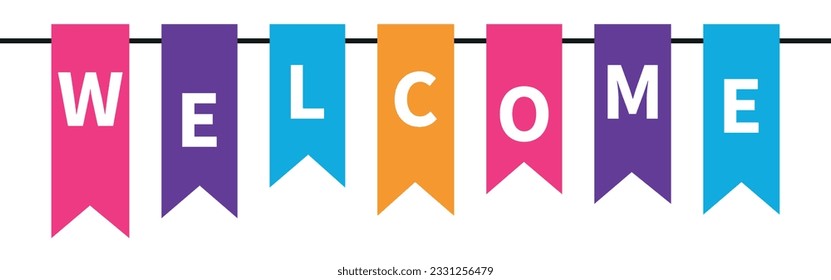 diseño de vector de bandera de bienvenida colorido