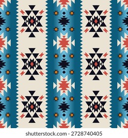 Colorful western stripes pattern. Vector aztec southwestern American Mexican geometric seamless pattern. Southwest geometric pattern use for fabric, textile, home decoration elements, upholstery, etc.