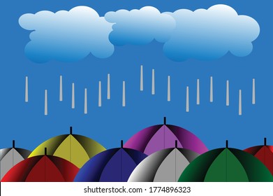 bunter, nasse Regenschirme, strukturierter Hintergrund