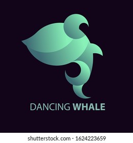 colorful whale fish Abstract Logo design vector. golden ratio concept for brand or company. dance logo.