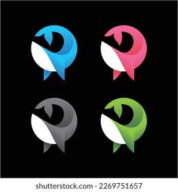 Colorful whale logo icon set