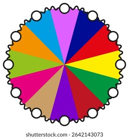 Colorful wheel icon. Bright color spectrum. Vector vivid illustration. Gradient segments design.