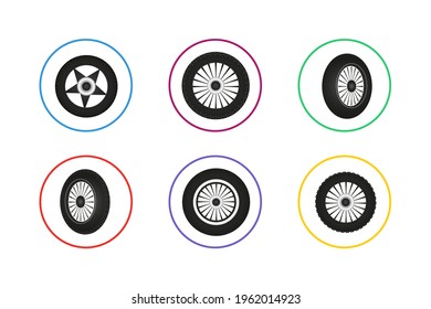 Colorful Wheel Icon Set Stylish Design