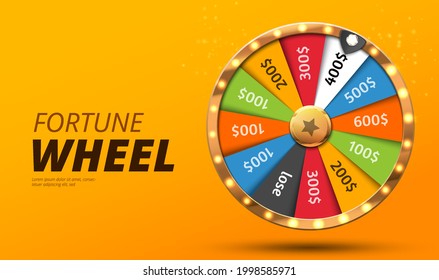 Colorful wheel of luck or fortune infographic. Vector illustration. Online casino background. Vector illustration