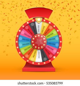 Colorful wheel of luck or fortune infographic. Vector illustration