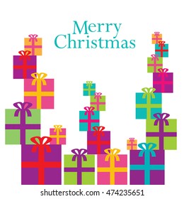 A colorful whimsical Christmas background with white space for text 