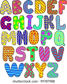 colorful whimsical hand-drawn alphabet