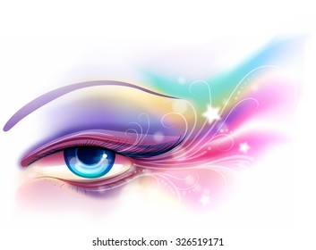 Colorful and Whimsical Illustration of Eye Makeup - eps10