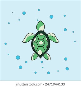 A colorful and whimsical illustration of a happy turtle moving forward, symbolizing slow and steady progress. Great for children's books, educational materials, and uplifting graphics