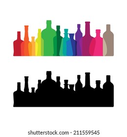 The colorful whine and whiskey bottle icon