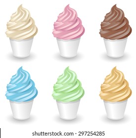colorful whipped ice cream vector set on white background