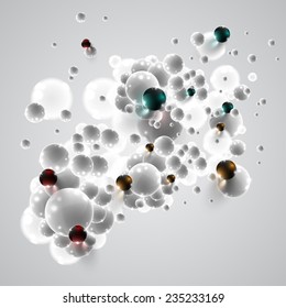 Colorful and white bubbles background, vector