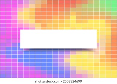 Colorful White Frame With Pixel Mosaic Tile Texture Pattern. Technology Background. Vector Illustration