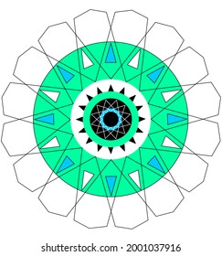 Colorful white, green and blue neon star flower