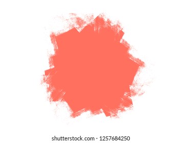 colorful white and pink living coral color vector  background with paint stains and strokes 