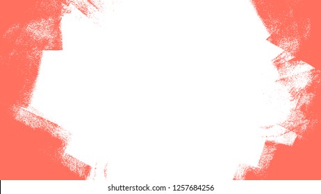 colorful white and pink living coral color vector  background with paint stains and strokes 
