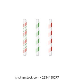 Colorful white, red and green stripped Christmas candy cane